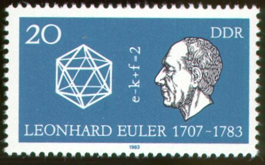 Marke mit Euler, Ikosaeder und Polyederformel