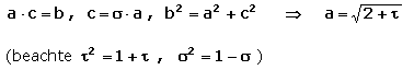 a=Wurzel(2+tau)