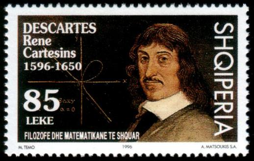 Marke mit Portrait von Descartes