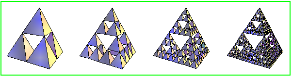 1.-4. Iteration des Sierpinski-Tetraeders