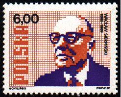 Briefmarke mit Portrait von Sierpinski