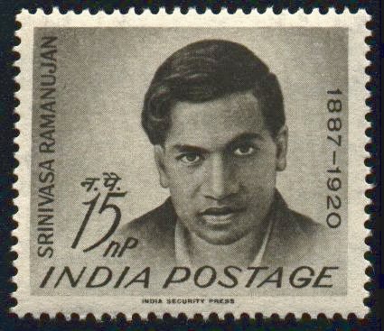Marke mit Portrait von Ramanujan