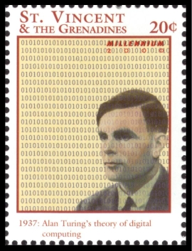 Marke mit Portrait von Turing
