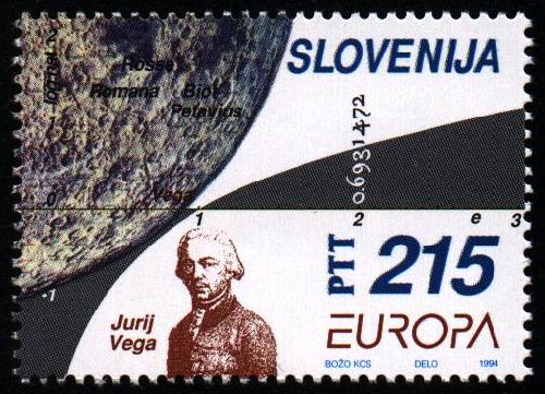 Stamp with Jurij Vega's portrait