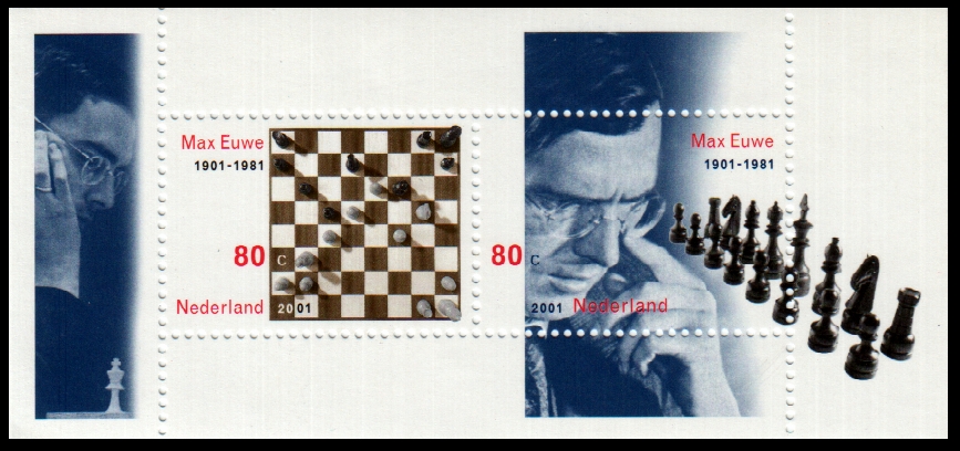 Stamp sheet with Max Euwe's portrait