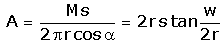 A=2rs tan(w/(2r))