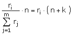ri/(Summe rj) mal n = ri mal (n+k)