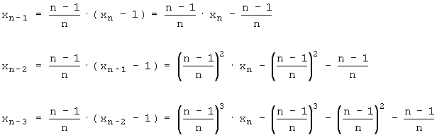 Berechnung von x_n-1 bis x_n-3