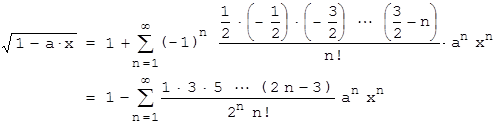 Binomialreihe fuer s=1/2