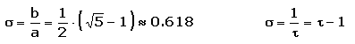 sigma = b/a = 0.618 = tau-1